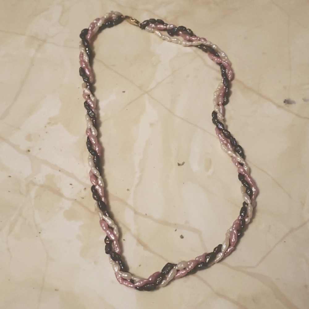 Antique real Baroque pearl necklace 14k gold clasp